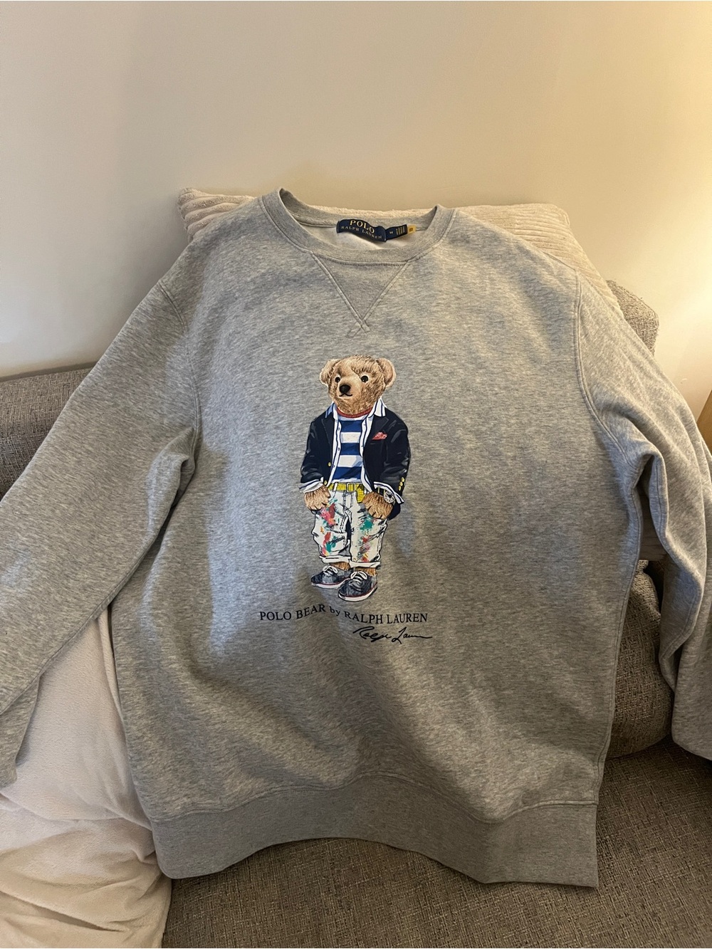 Polo by Ralph Lauren Gray Crewneck Sweatshirt with Polo Bear Graphic